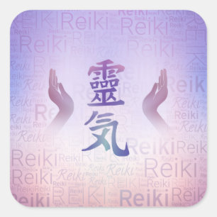 Reiki Symbolen - zacht paars Vierkante Sticker