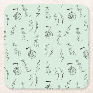 Reiki Symbols Patroon - Reiki Healing Vierkante Kartonnen Onderzetter