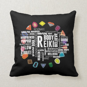 Reiki Terms Wordcloud Crystal Energy Stones Kussen