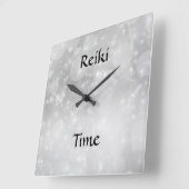 Reiki Time Silver Sparkle Vierkante Klok (Hoek)