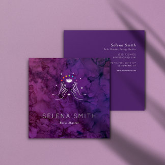 Reiki Visitekaartje Square ontwerp met chakra's