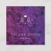 Reiki Visitekaartje Square ontwerp met chakra's (Voorkant)