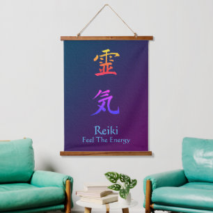 Reiki voelt de energie-regenboog hangend wandkleed