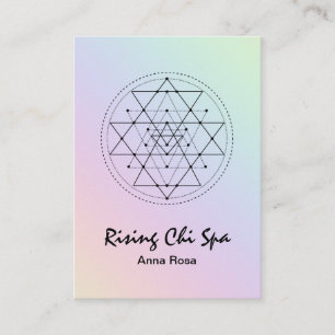 *~* Reiki Yoga Rainbow Pastel Sacred Geometry Visitekaartje