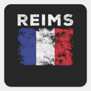 Reims France Flag French Souvenir Vierkante Sticker
