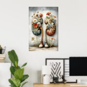 Rein humain avec impression de fleurs, Anatomie Bo (Bureau à domicile)