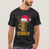 Reinbeer Santa Claus renindeer Drink Beer Funny T-shirt (Voorkant)