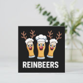 Reinbeers Grappig Rendier Bier Kerst Drinken Feestdagenkaart (Staand voorkant)