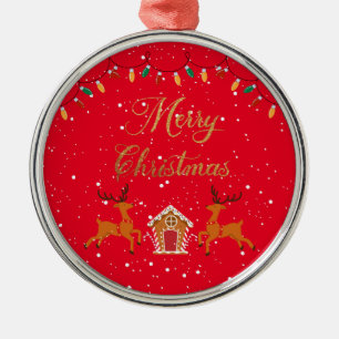 Reindedarhuis en snoep - kerstvakantie metalen ornament