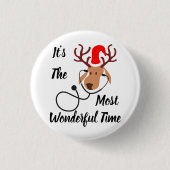 Reindedarm Kerstmis Ronde Button 3,2 Cm (Voorkant)