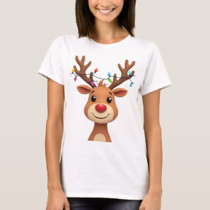 Reindedarm met kerstlampjes t-shirt