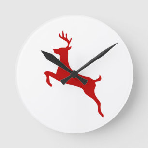 Reindedarm met Kerstmis Red Silhouette Golf Balls Ronde Klok