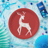 Reindedarmen en Snowflakes Reindekerst Papieren Bordje (Feest)