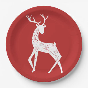 Reindedarmen en Snowflakes Reindekerst Papieren Bordje
