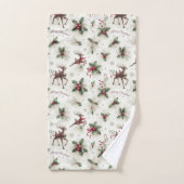 Reindee, Christmas Holly et Snowflakes (Serviette à main)