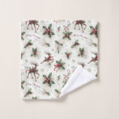Reindee, Christmas Holly et Snowflakes (Gant de toilette)