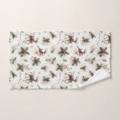 Reindee, Christmas Holly et Snowflakes (Serviette à main)