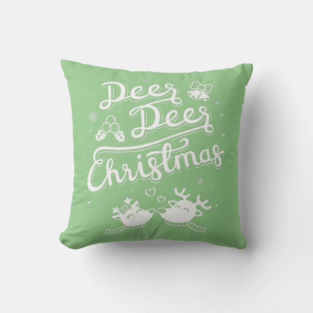 Reindee Deer Christmas Typography Pun Sierkussen (Voorkant)