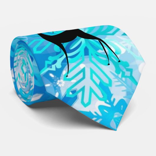 Reindee Noël hiver Blue Snowflake Cravate (Roulé)