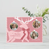 Reindeer 3 Photos Carte de Noël rose (Debout devant)