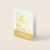 Reindeer à la louange de cadeaux Carte d'or de Noë (Devant)