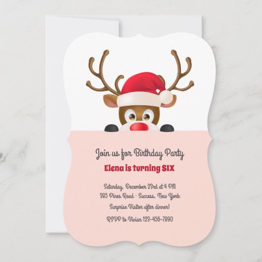 Reindeer à Père Noël Invitation Casquette rose (Devant)