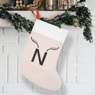Reindeer Antler   Initiaal kerstmonogram Roze Kleine Kerstsok
