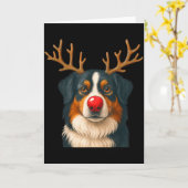 Reindeer Australian Shepherd Christmas Aussie Dog Kaart (Gele Bloem)