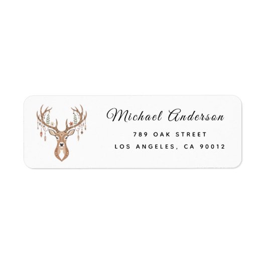  Reindeer Baby Shower Return Address Label (Voorkant)