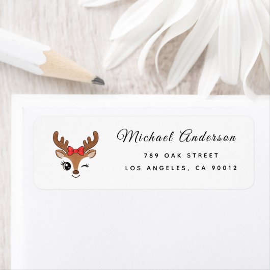  Reindeer Baby Shower Return Address Label (Insitu)
