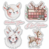 Reindeer Beauty Glam Kerstmis Sticker (Voorkant)