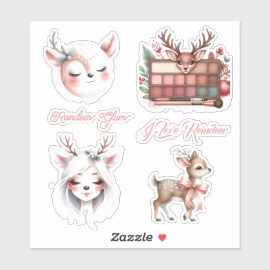 Reindeer Beauty Glam Kerstmis Sticker (Vel)