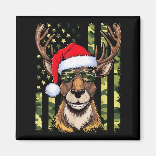 Reindeer Camo American Flag Christmas Pajama X-mas Magneet (Voorkant)