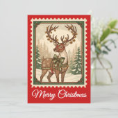 Reindeer | Carte de Noël Retro Postage (Debout devant)