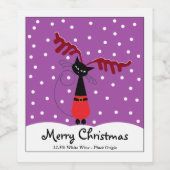 Reindeer Chat Noël Vin Étiquette (Étiquettes simples)