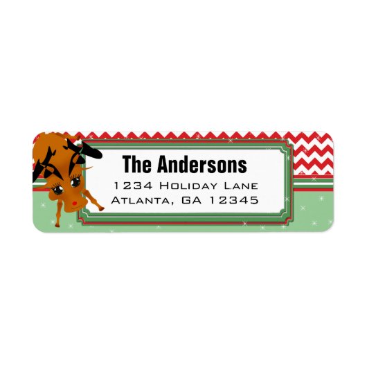 Reindeer Chevron ZigZag, adres kerstterugzending Etiket (Voorkant)