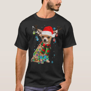Reindeer Chihuahua Dog kerstlampjes Funny Xmas T-shirt