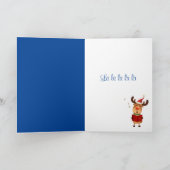 Reindeer Christmas Carol Singer Carte de voeux (Intérieur)