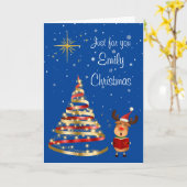 Reindeer Christmas Carol Singer Carte de voeux (Fleur jaune)