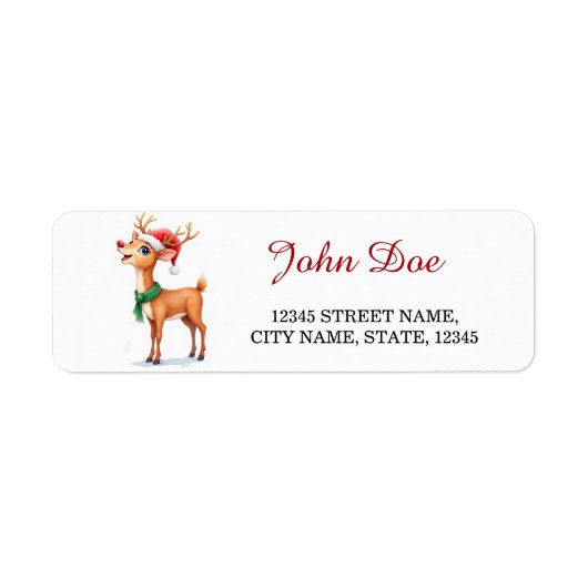 Reindeer Christmas Return Address Labels (Voorkant)