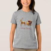 Reindeer Christmas Sleigh Holiday Tri-Blend Shirt (Voorkant)