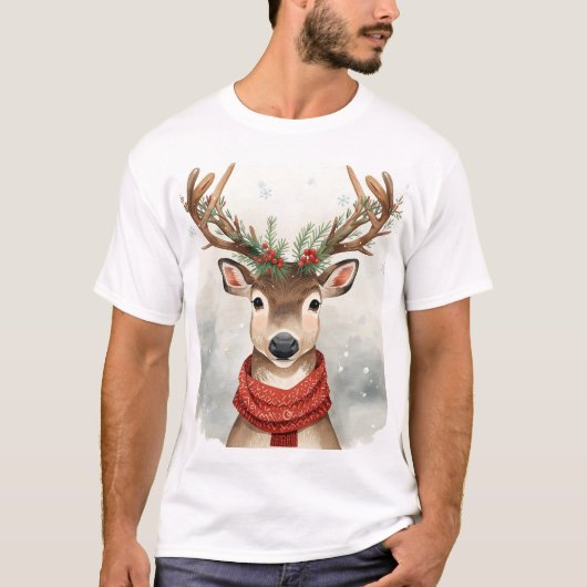 Reindeer Christmas T-Shirt For Festive Holiday (Devant)