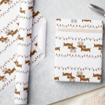 Reindeer Dachshund-kerstcadeaupapier