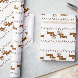 Reindeer Dachshund-kerstcadeaupapier Cadeaupapier