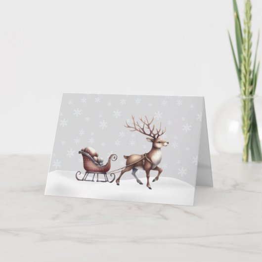 Reindeer dans la carte de Noël Neige (Devant)