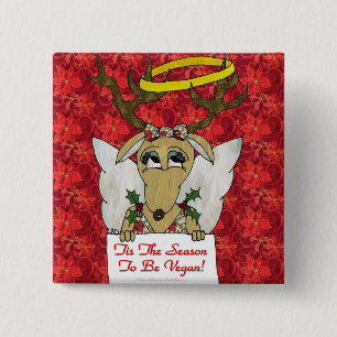 Reindeer dit is het seizoen van de Vegan Gifts App Vierkante Button 5,1 Cm