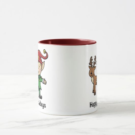 Reindeer en Elf Prettige feestdagen Mok (Midden)