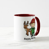 Reindeer en Elf Prettige feestdagen Mok (Voorkant rechts)