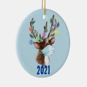 Reindeer Face Mask Kerstmis 2021 Keramisch Ornament (Rechts)