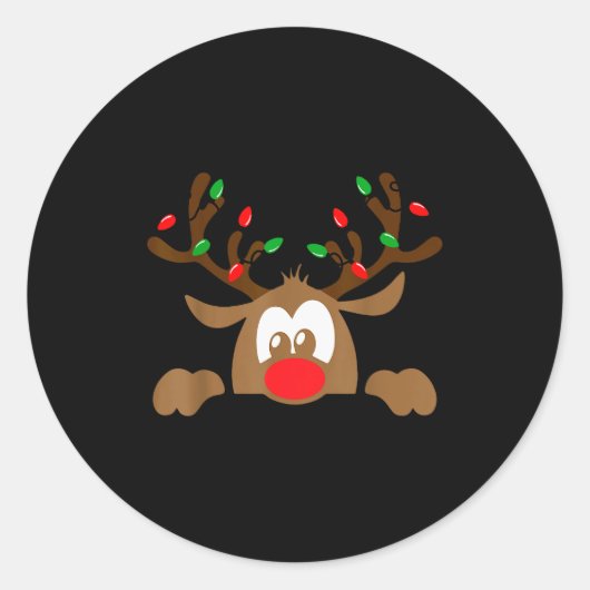 Reindeer Face Matching Family Christmas Deer Girl Ronde Sticker (Voorkant)
